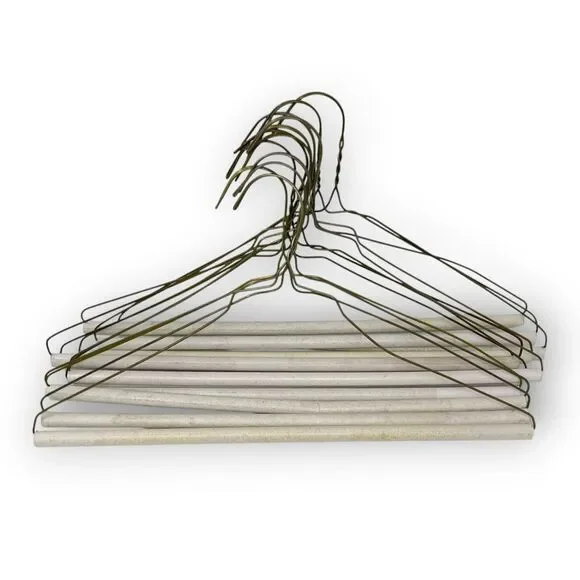 12 Vintage Wire Metal Clothes Clothing Hangers Dresses Shirts MCM Cardboard Rod
