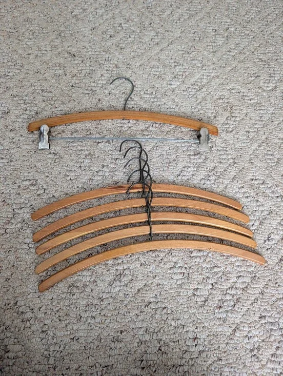 Vintage MCM Retro Contoured Wooden Clothing Pants Shirts Hangers Bundle Lot Vtg