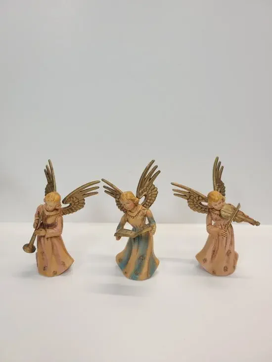 3 Vintage Christmas Angel Musicians ARA Plastic  Holiday Decor British Hong Kong