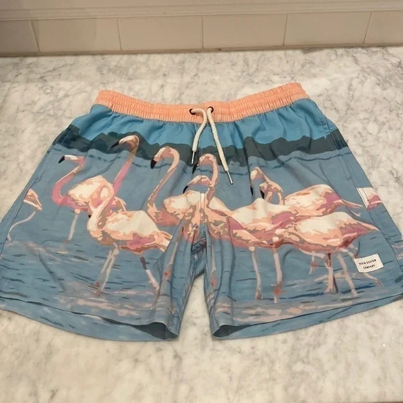Duvin Blue Flamingo Board Shorts – Size Large – Retro Surf Style