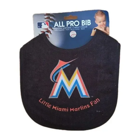 MLB Miami Marlins Baby Infant ALL PRO BIB LITTLE FAN Black NWT Florida Baseball
