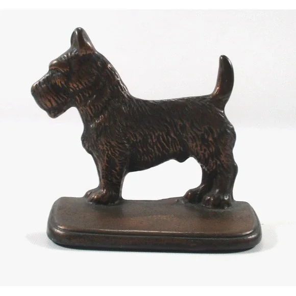 Vintage Heavy Brass‎ single Scottie Terrier Dog Doorstop Bookend Paper Weight 5