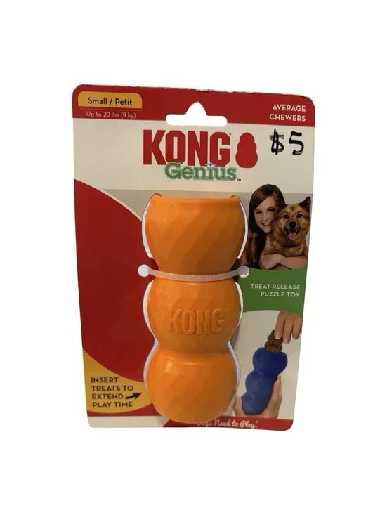 KONG Genius Small Light Chewers Treat Puzzle Toy Orange NEW
