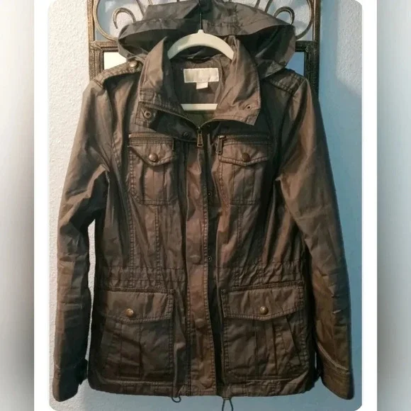 Michael Kors Hooded Parka Jacket lightweight Small outdoors minimalist Green