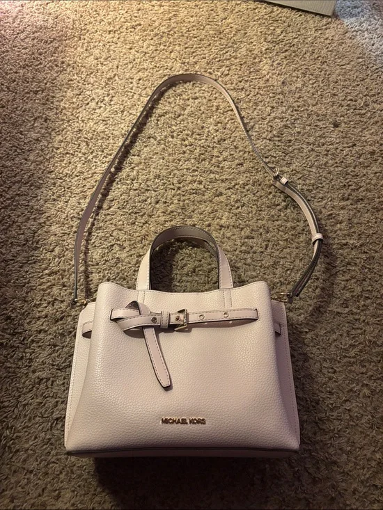 Michael Kors Pale Pink Pebbled Leather Satchel with Strap
