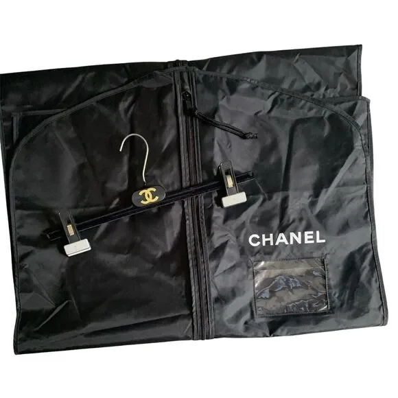 CHANEL Velvet Hanger & NEW Nylon Garment Cover LOGO LOT