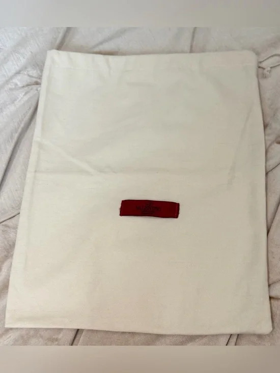 Valentino Garavani Cream Fabric with Red Logo Ribbon