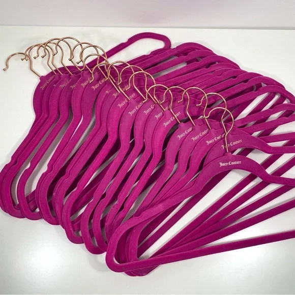 20 Juicy Couture Hot Pink Velvet & Rose Gold Luxe Fashion Style Wardrobe Hangers