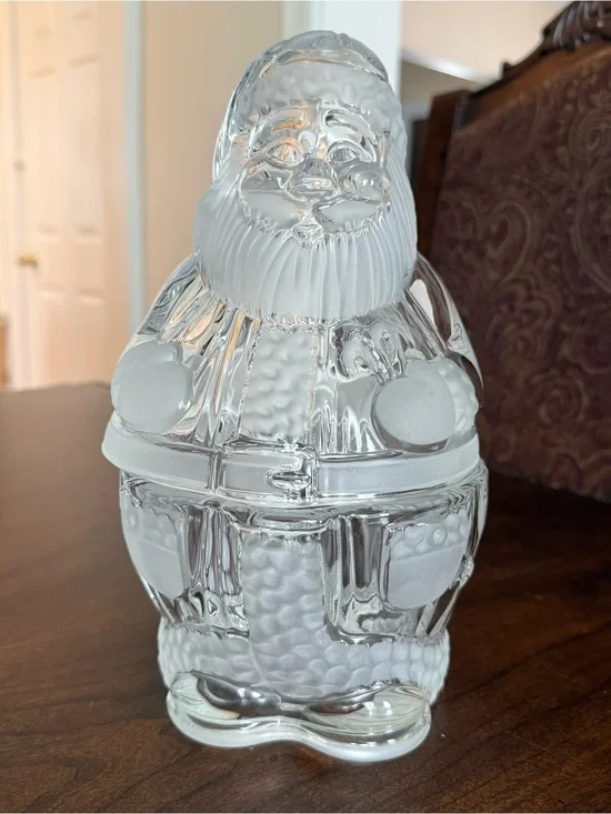 Vintage Gorham Holiday Traditions Santa Treat Jar Crystal Made In Germany