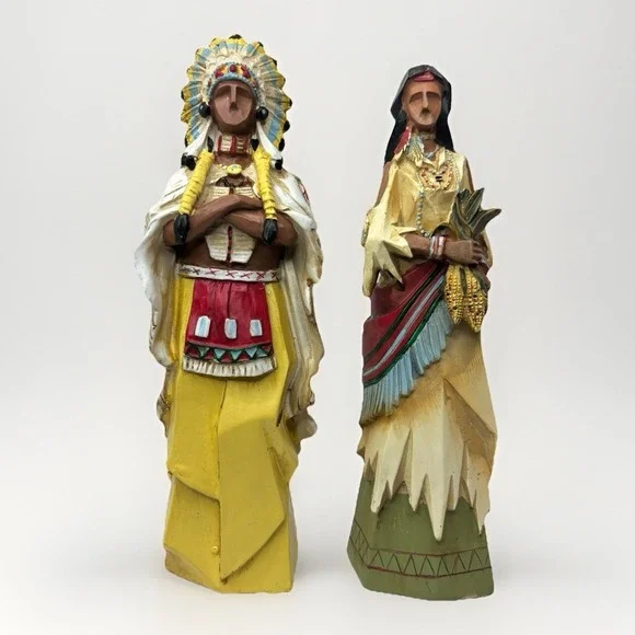 Pacific Rim Cubist Native American Indian Woman & Chief 9