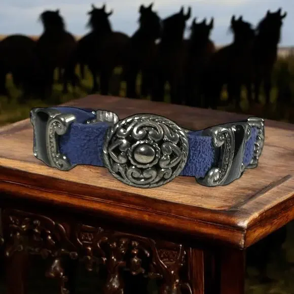 Suede Feel Concho Western Southwest Cowgirl Country Farm Retro Vintage Bracelet