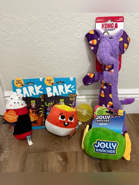 4 - HALLOWEEN DOG TOYS - BARK - KONG - JOLLY RANCHER - MULTI SIZE NEW NWT LOT 4