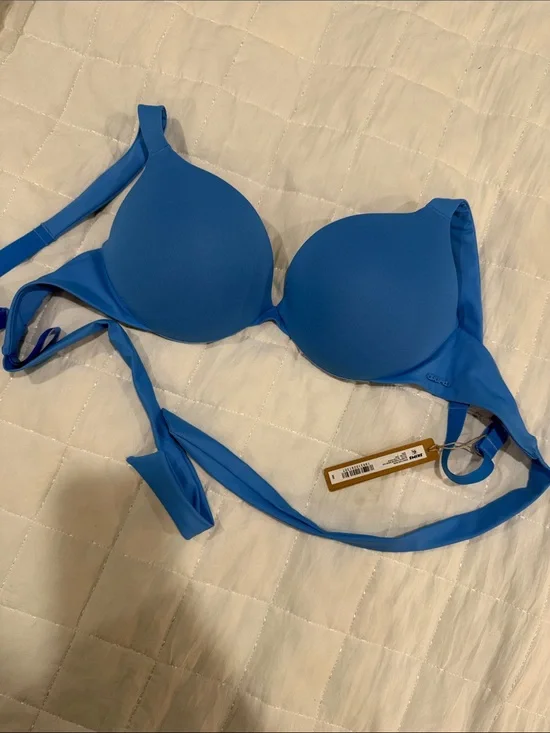 SKIMS Blue Padded Bikini Top