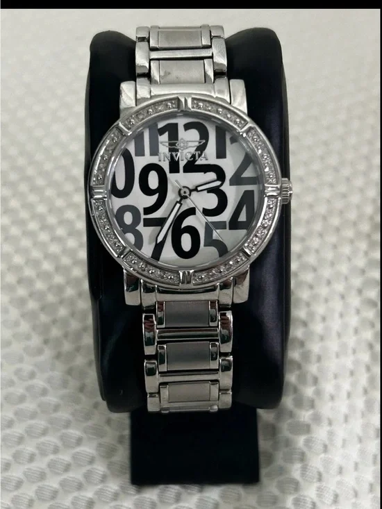 Invicta Wildflower Watch Scattered Number Dial Crystals Silver Steel 10673 NWOT