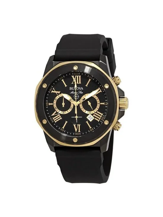 NWT Bulova Marine Star Chronograph Black Dial Men's Watch