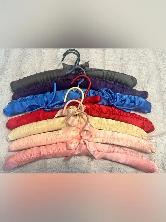 Vintage Silk Satin Padded Hangers Set of 7
