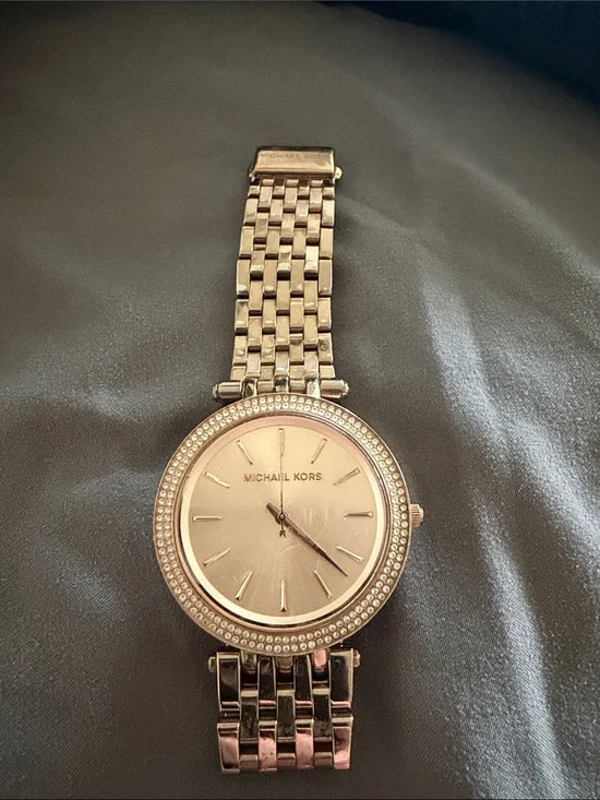 Michael Kors Rose Gold Tone Crystal Accent Bracelet Watch