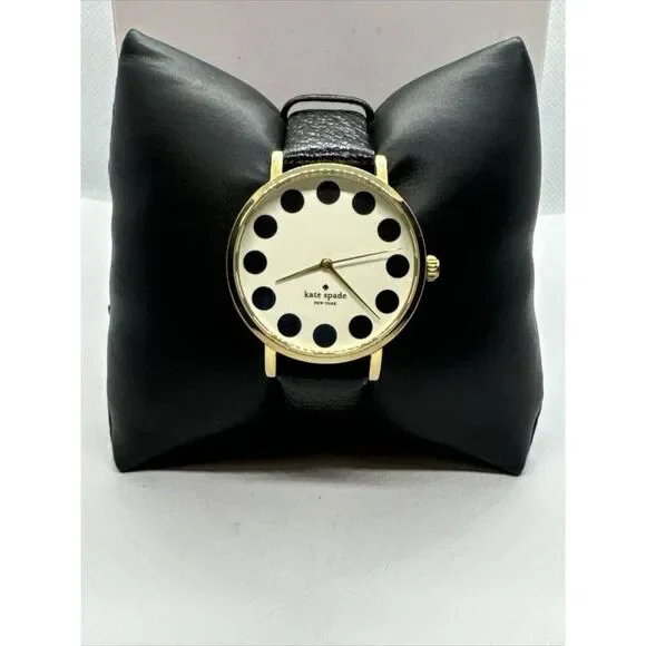 Kate Spade New York 0107 Women's Black Leather Analog Dial Quartz Watch JNA166