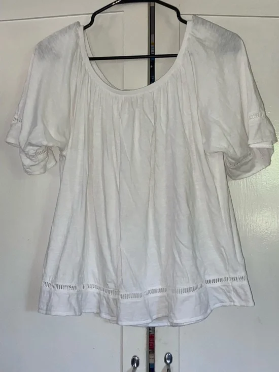 Michael Kors White Puff Sleeve Peasant Blouse