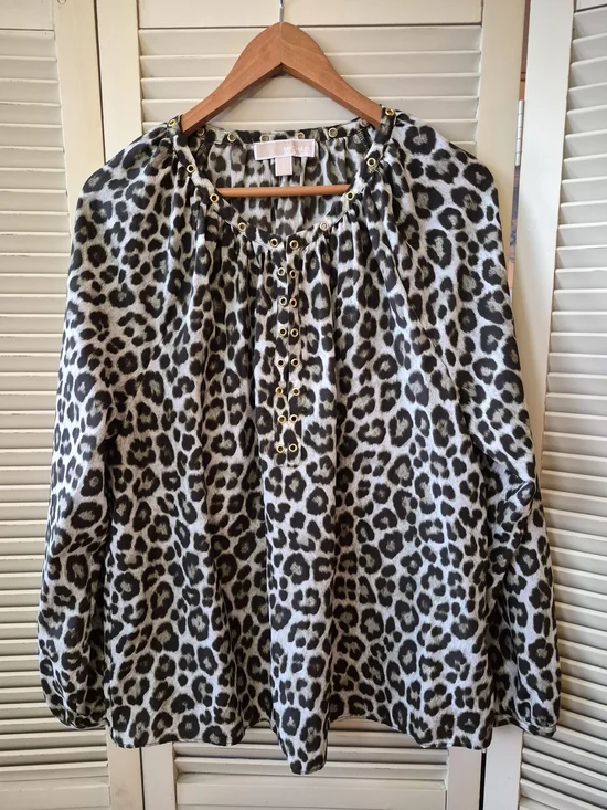 MICHAEL Michael Kors Women's Leopard Print Blouse Size Large