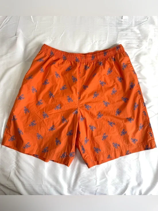 Polo Ralph Lauren Swim Trunks Orange Blue Lobster Print Mesh Lined Mens XL