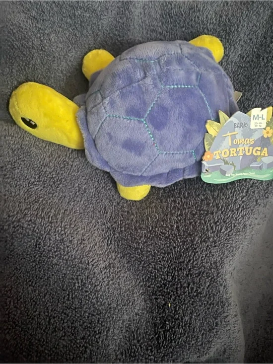 Bark Purple-Shelled Turtle Plush with Yellow Head