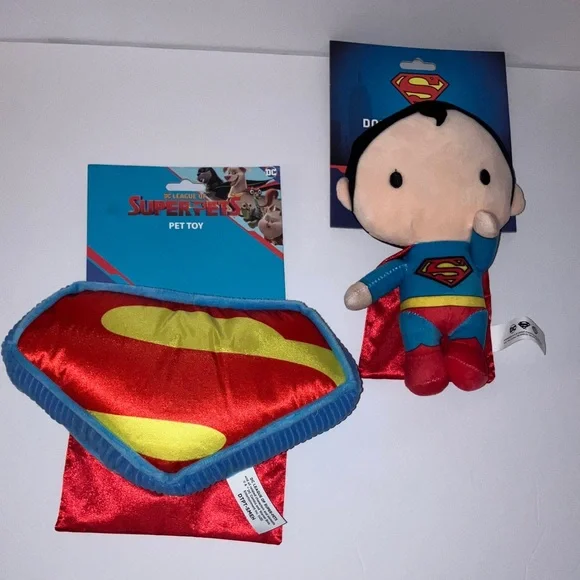 DC Superman Red and Blue Pet‎ Toy Set Squeak & Crinkle