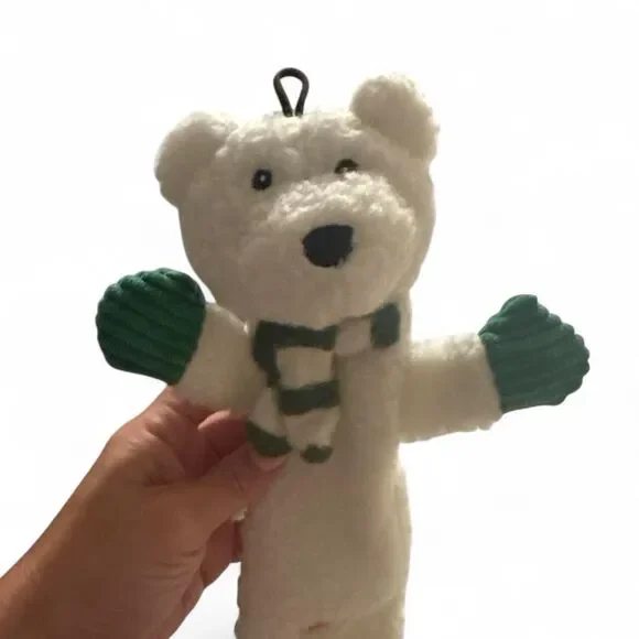 White and green polar bear DOG TOY with squeaker