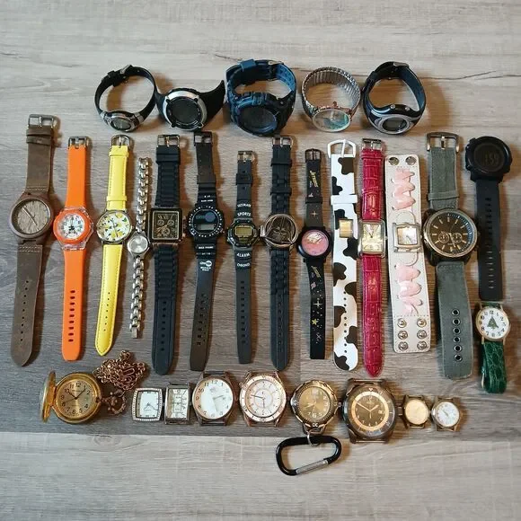 Huge Watch Lot of 25+ Mixed Brands Vintage & Modern Parts/Repair Untested-Box 1