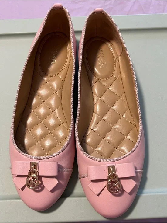 Michael Kors Light Pink Bow Quilted Insole Ballet Flats