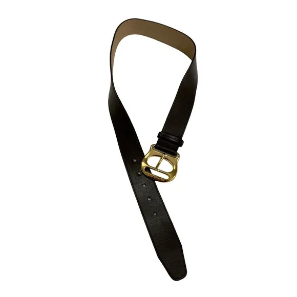 Michael Kors Genuine Leather Brown Belt Gold Logo Buckle Size S