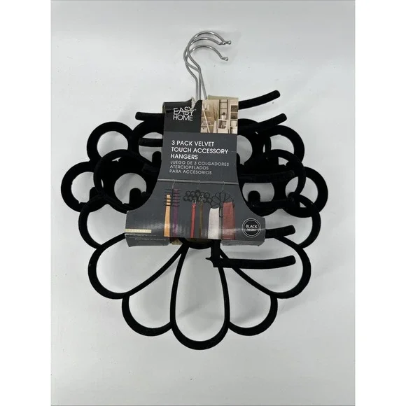 3 Pack Velvet Touch Accessory Hanger Black‎ Negro