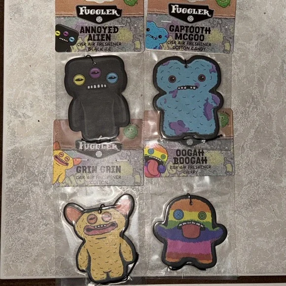 4 Fuggler Car Air Fresheners Funny Ugly Monster Grin Gaptooth Oogah Boogah Alien