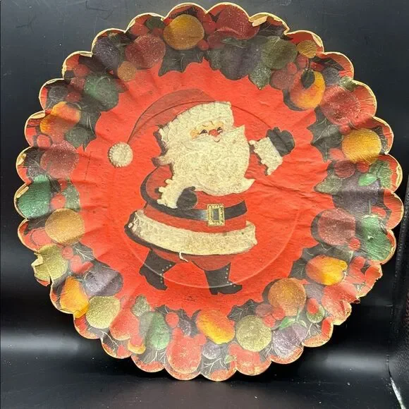 Vintage 1960’s Hallmark paper Santa Holiday Plate