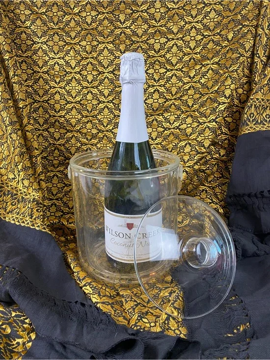 Acrylic Clear Ice Bucket with lid Vintage 1986 double walled Barware party