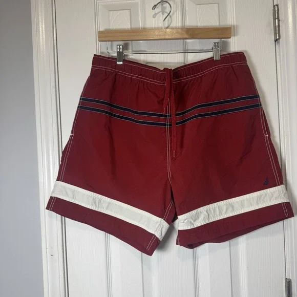 Vintage Nautica Swim Trunks Mens Large L Red