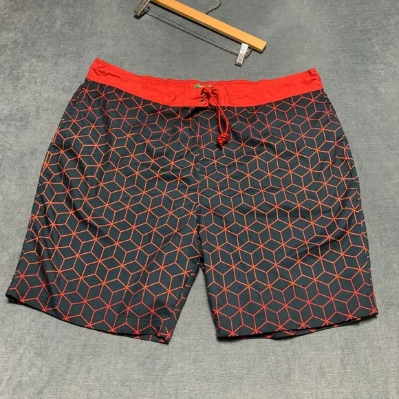 Bass Pro Shops Board Shorts Mens 2XL Black Geometric Mesh Lined Drawstring Beach