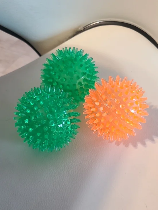 Spiky Massage & Fetch Dog Balls - Green and Orange
