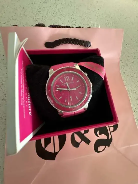 Juicy Couture Hot Pink Silicone Strap Chronograph Watch
