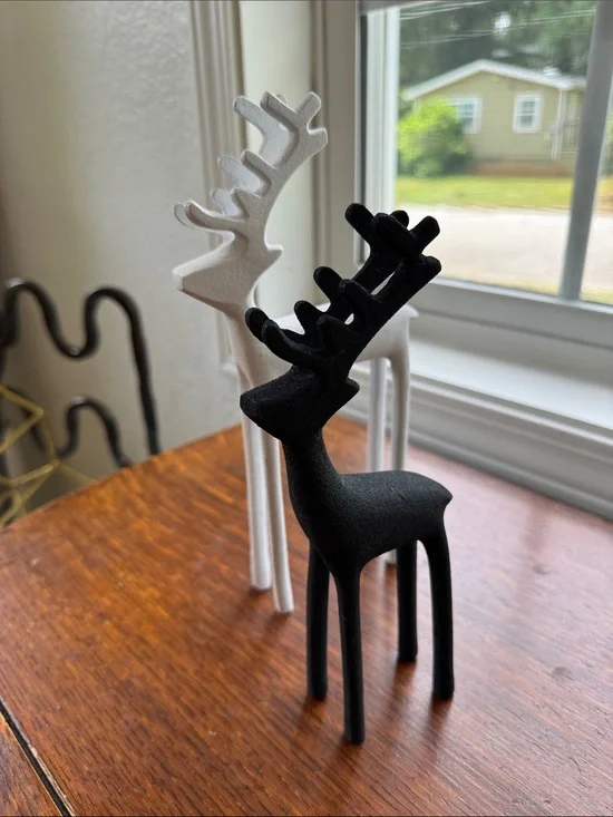 Set of Crate and Barrel White and Black Metal Reindeer