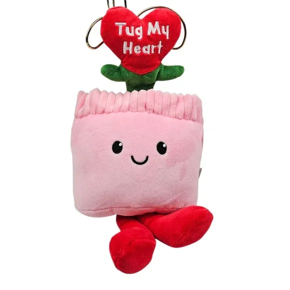 Red & Pink Tug My Heart Plush Squeak Crinkle Pet Toy Flower Pot Valentine's‎ Day
