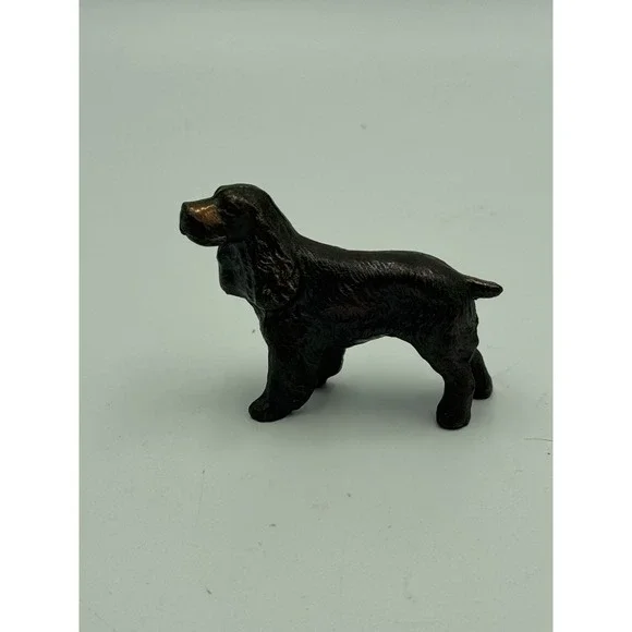 Vintage Spaniel Dog Figurine Metal Look Miniature 2.5