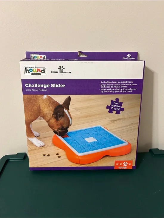 Outward Hound Challenge Slider Dog Puzzle Toy - Blue & Orange