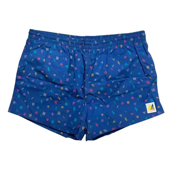 Vintage Sun Gear Shorts Medium Mens Blue Geometric Swim Trunks Made in Taiwan