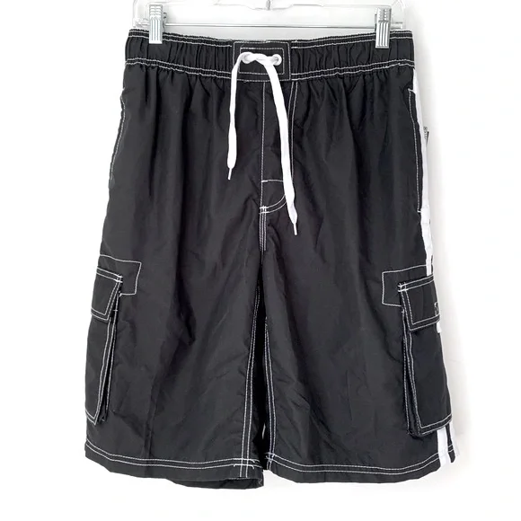 Kanu Surf Barracuda Black 10” Cargo Swim Trunks Medium
