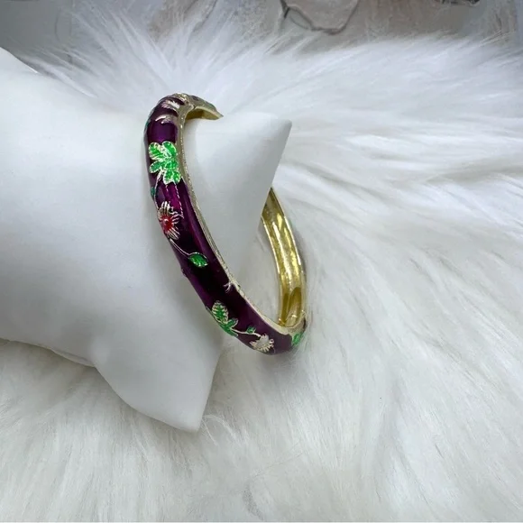 Violet Flower Enamel Cloisonne Bracelet Bangle