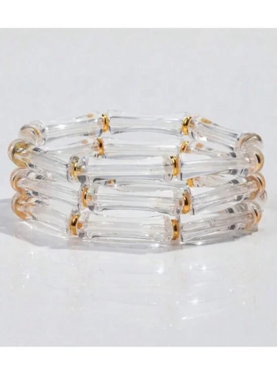 New! Clear Acrylic Bamboo Bracelet Stack Set NWOT