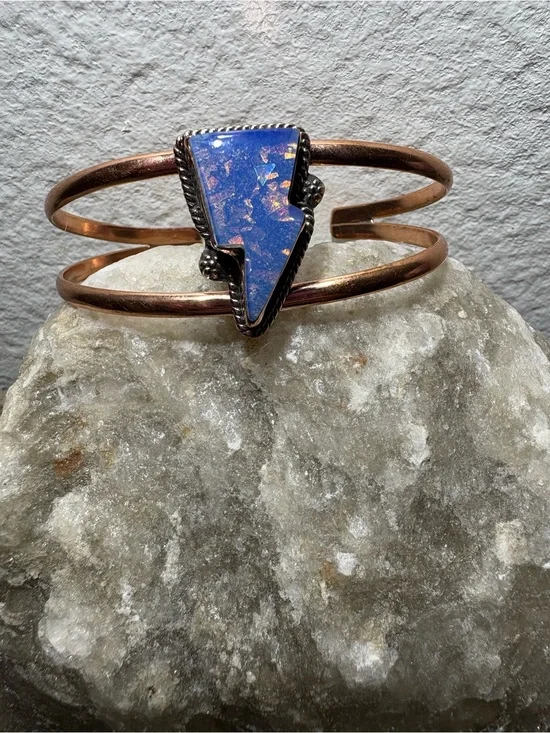 Doublet Opal Lightning  Copper Cuff