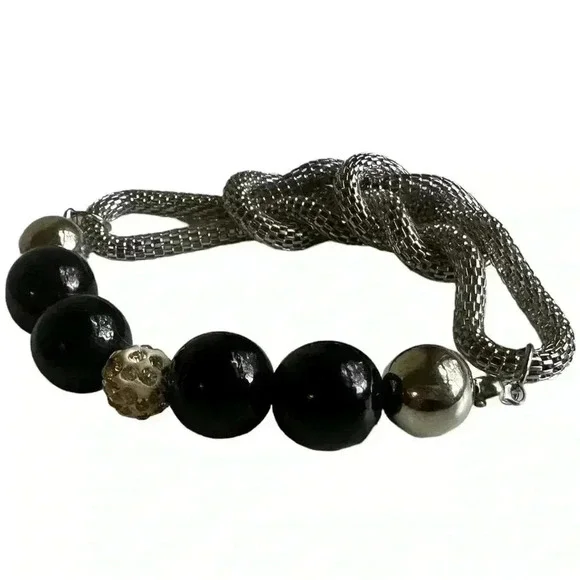 Silver beaded bracelet women’s jewelry rhinestone chainmail