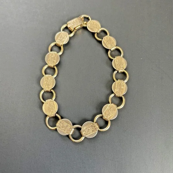 Vintage Sarah Coventry Floral‎ Chain Bracelet Gold Tone 7 inch Retro 70s